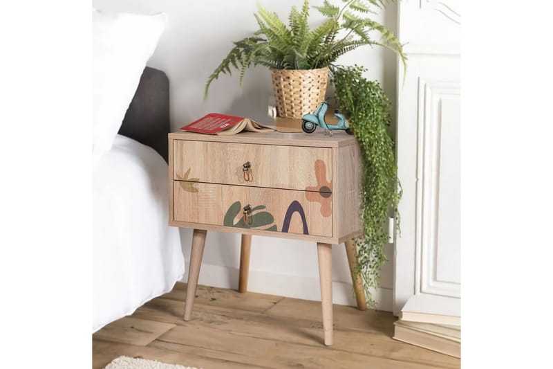 Bertoaria Sängbord 60x40 cm Brun - Hanah Home - Möbler - Bord & matgrupper - Avlastningsbord - Sängbord & nattduksbord