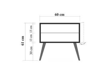 Bertoaria Sängbord 60x40 cm Brun - Hanah Home - Möbler - Bord & matgrupper - Avlastningsbord - Sängbord & nattduksbord