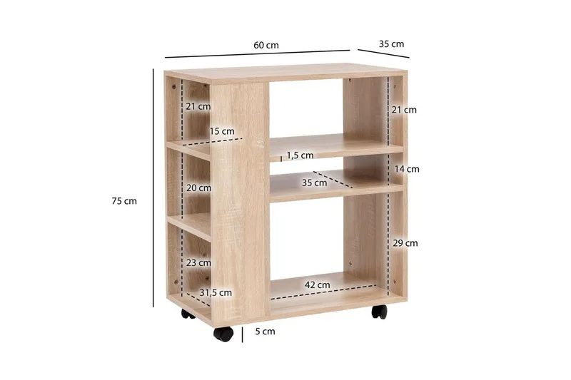 Bokhylla Wohnling mobil, modern och enkel med olika förvaringsfack Sonoma - Sonoma - Förvaring - Förvaringsmöbler - Byrå - Hurtsar