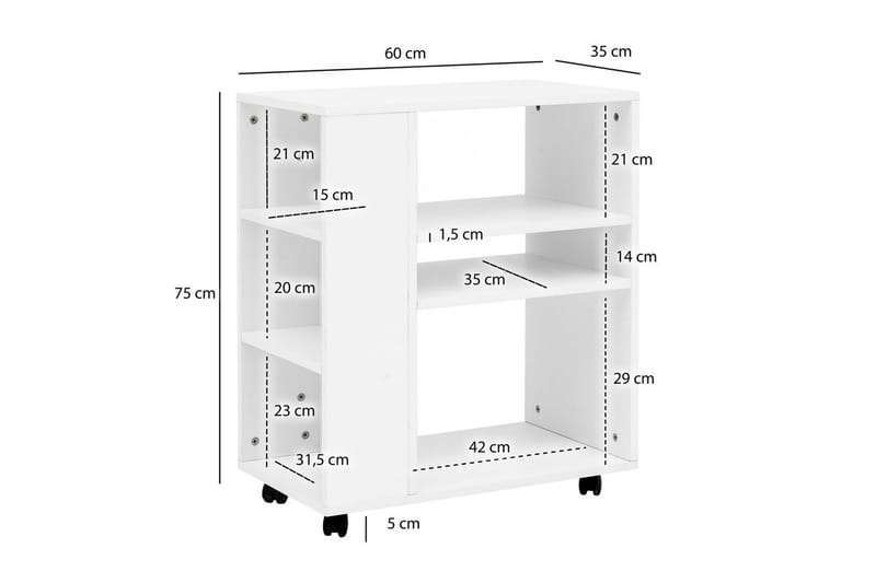 Bokhylla Wohnling mobil, modern och enkel med olika förvaringsfack Vit - Vit - Förvaring - Förvaringsmöbler - Byrå - Hurtsar