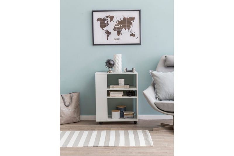 Bokhylla Wohnling mobil, modern och enkel med olika förvaringsfack Vit - Vit - Förvaring - Förvaringsmöbler - Byrå - Hurtsar