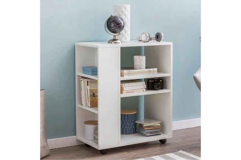 Bokhylla Wohnling mobil, modern och enkel med olika förvaringsfack Vit - Vit - Förvaring - Förvaringsmöbler - Byrå - Hurtsar