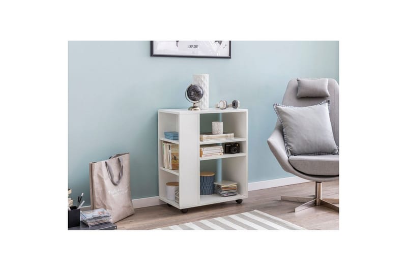 Bokhylla Wohnling mobil, modern och enkel med olika förvaringsfack Vit - Vit - Förvaring - Förvaringsmöbler - Byrå - Hurtsar