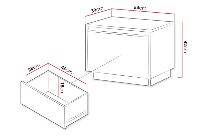 Bolstan Sängbord 54 cm - Vit - Möbler - Bord & matgrupper - Avlastningsbord - Sängbord & nattduksbord