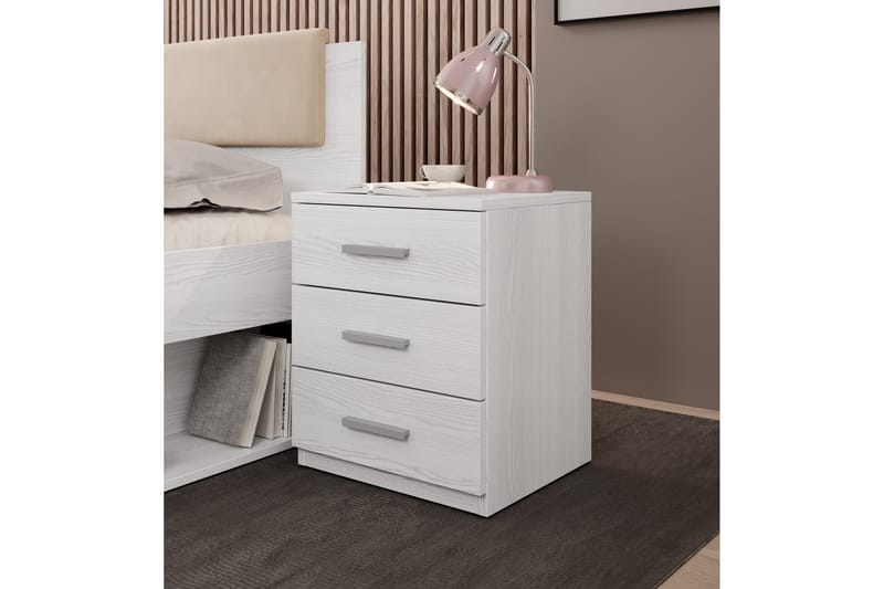 Bovera Sängbord 41x46 cm - Askgrå|Vit - Sängbord & nattduksbord