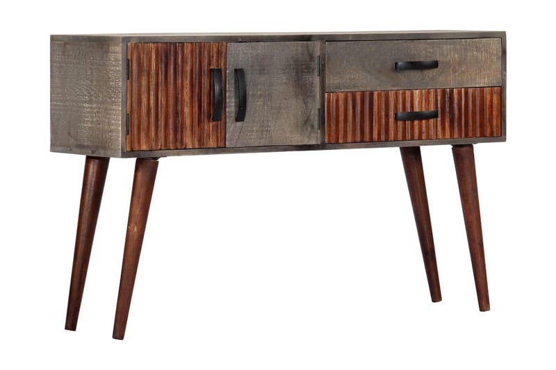 Avlastningsbord grå 120x35x75 cm massivt grovt mangoträ - Grå - Lampbord - Brickbord & småbord