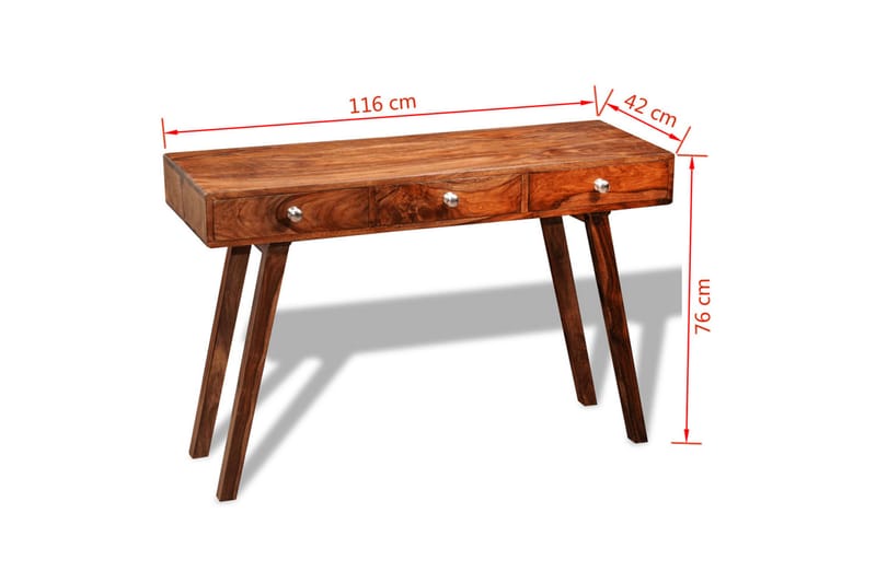 Avlastningsbord med 3 lådor 76 cm massivt sheshamträ - Brun - Möbler - Bord & matgrupper - Avlastningsbord - Brickbord & småbord