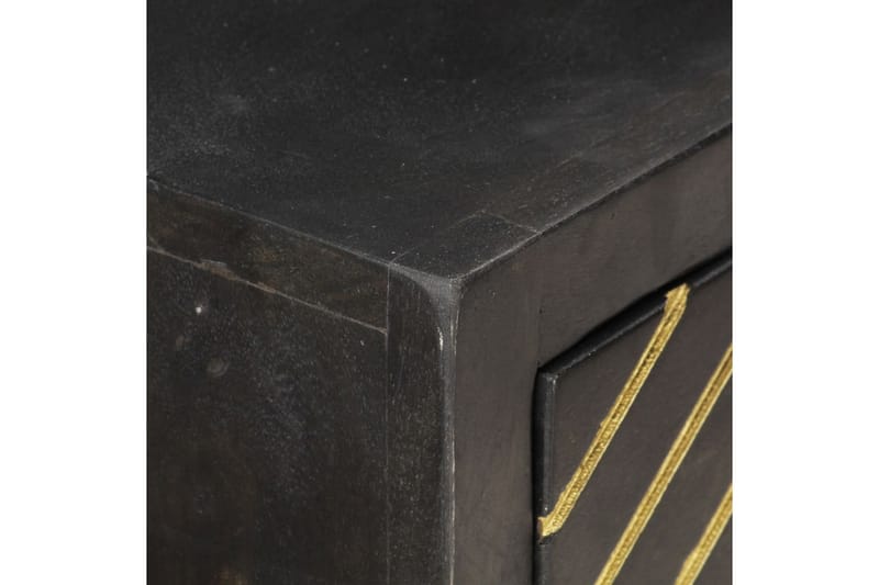 Avlastningsbord svart och guld 90x30x75 cm massivt mangoträ - Svart - Lampbord - Brickbord & småbord
