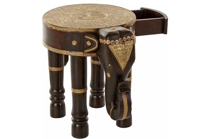 Bence Sidobord 40 cm Runt - Brun/Guld - Möbler - Bord & matgrupper - Avlastningsbord - Brickbord & småbord