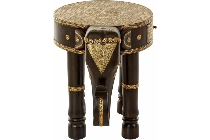 Bence Sidobord 40 cm Runt - Brun/Guld - Möbler - Bord & matgrupper - Avlastningsbord - Brickbord & småbord