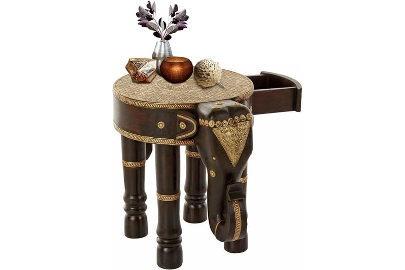 Bence Sidobord 40 cm Runt - Brun/Guld - Möbler - Bord & matgrupper - Avlastningsbord - Brickbord & småbord