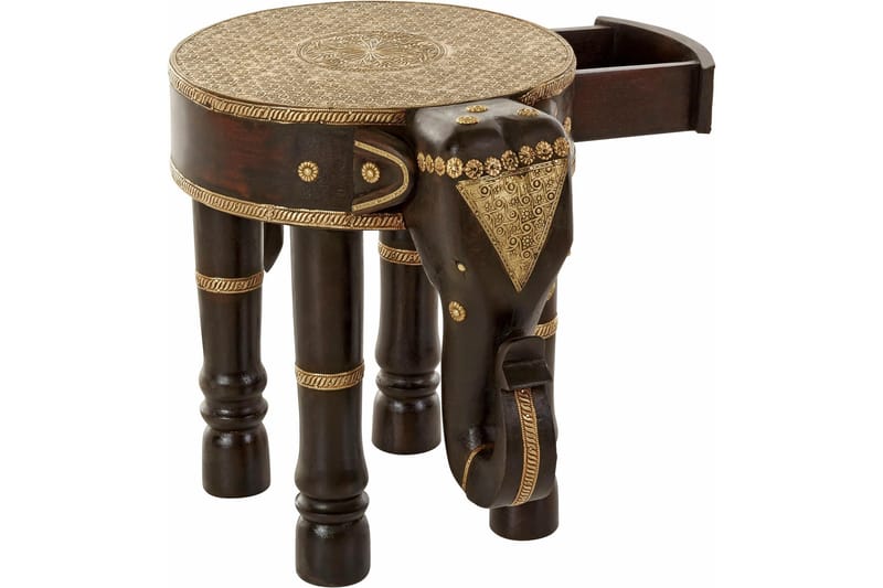 Bence Sidobord 40 cm Runt - Brun/Guld - Möbler - Bord & matgrupper - Avlastningsbord - Brickbord & småbord