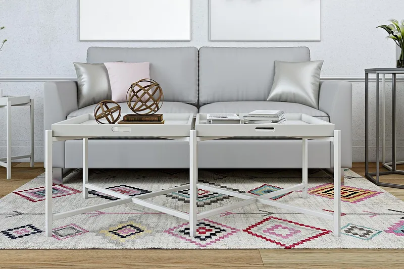 Coco Brickbord 121 cm Vit - CosmoLiving - Möbler - Bord & matgrupper - Avlastningsbord - Brickbord & småbord