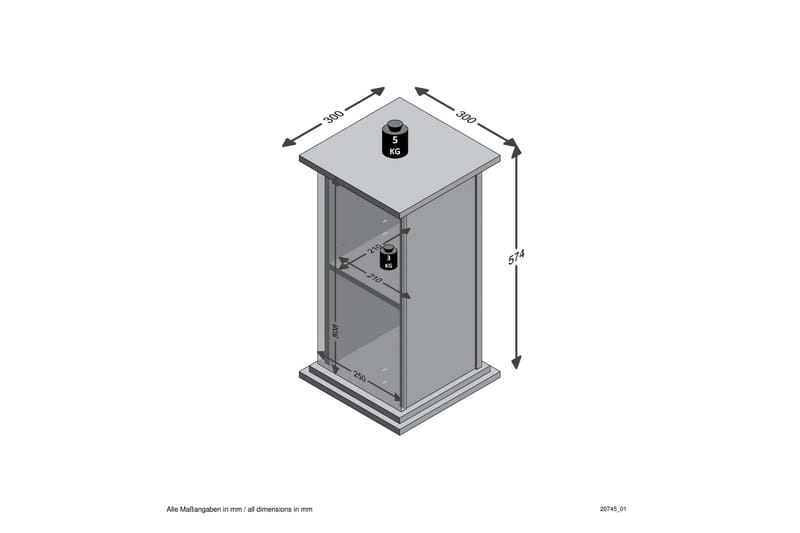 FMD Sidobord med dörr 57,4cm matera - Grå - Lampbord - Brickbord & småbord