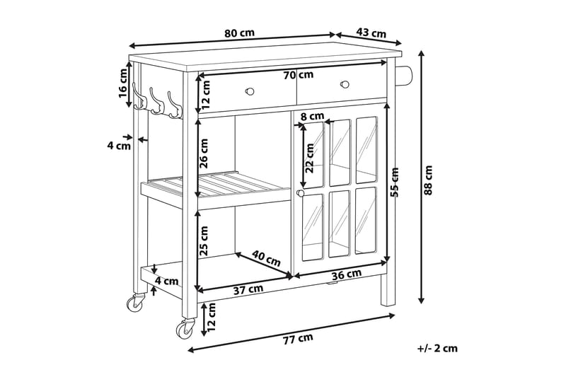 Manesseno Serveringsvagn 80 cm - Grå - Lampbord - Brickbord & småbord