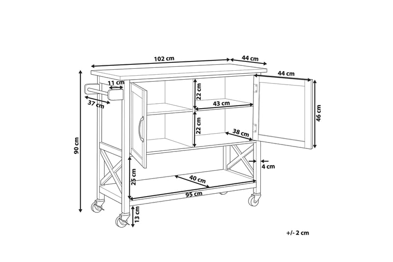 Melesse Serveringsvagn 102 cm - Vit - Lampbord - Brickbord & småbord