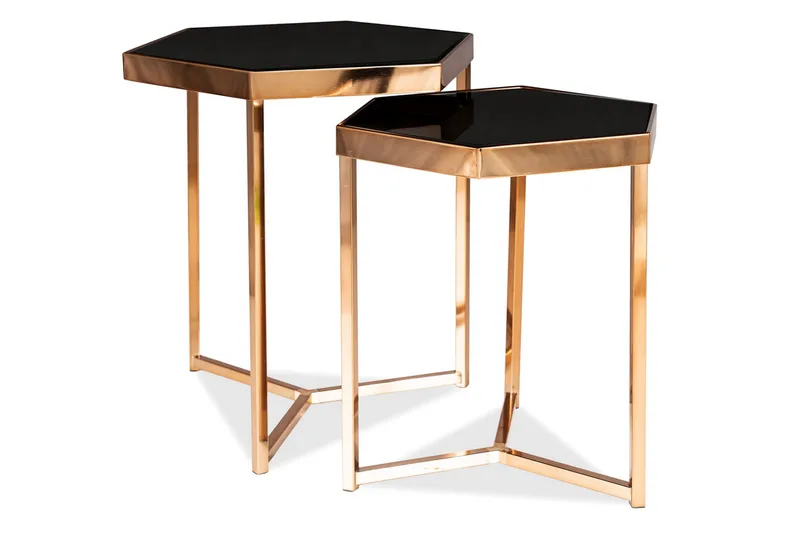 Milose Satsbord 48 cm Hexagon, Glas/Guld