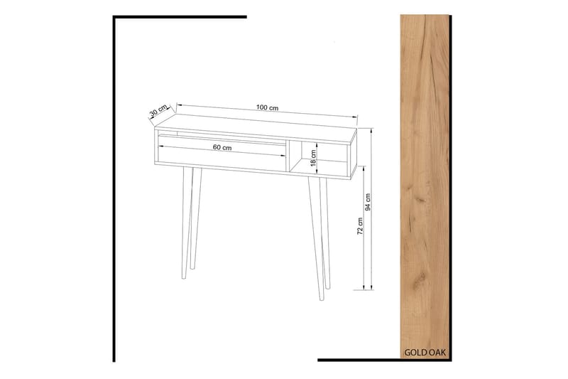 Sidobord 100 cm - Guld/Natur/Gul - Möbler - Bord & matgrupper - Avlastningsbord - Brickbord & småbord