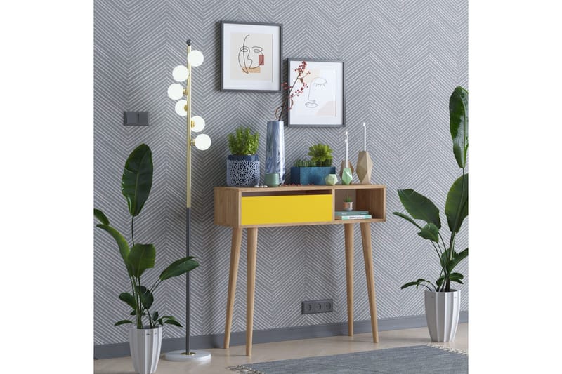 Sidobord 100 cm - Guld/Natur/Gul - Möbler - Bord & matgrupper - Avlastningsbord - Brickbord & småbord