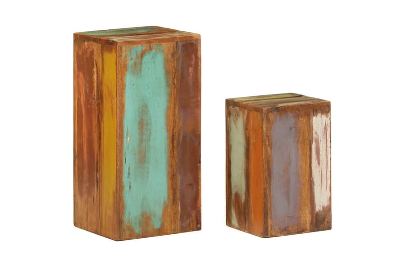 Sidobord 2 st massivt återvunnet trä - Flerfärgad - Lampbord - Brickbord & småbord