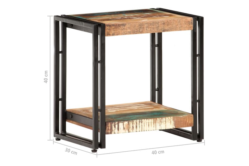 Sidobord 40x30x40 cm massivt återvunnet trä - Flerfärgad - Lampbord - Brickbord & småbord