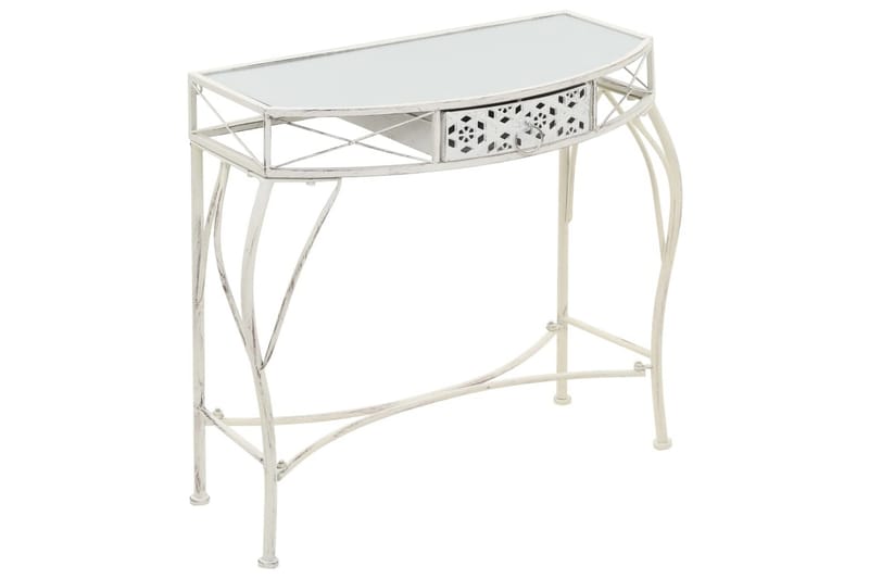 Sidobord fransk stil metall 82x39x76 cm vit - Vit - Möbler - Bord & matgrupper - Avlastningsbord - Brickbord & småbord