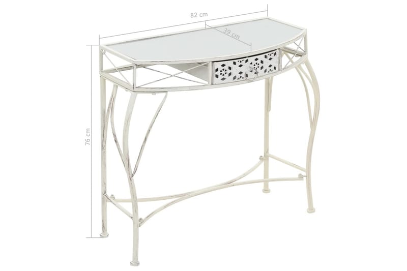 Sidobord fransk stil metall 82x39x76 cm vit - Vit - Möbler - Bord & matgrupper - Avlastningsbord - Brickbord & småbord