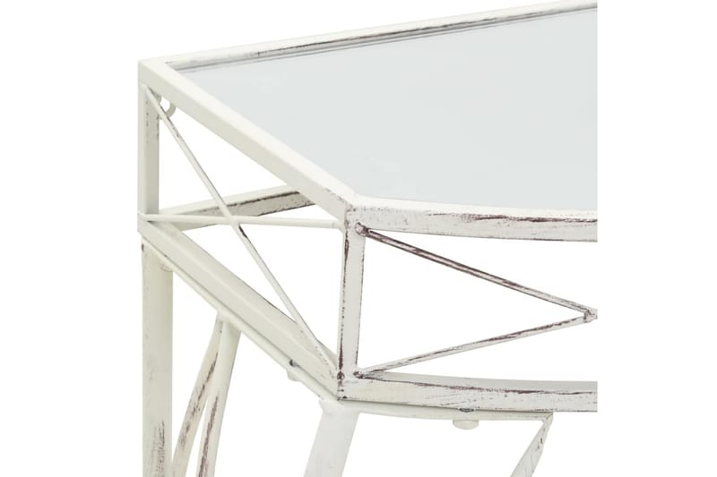 Sidobord fransk stil metall 82x39x76 cm vit - Vit - Möbler - Bord & matgrupper - Avlastningsbord - Brickbord & småbord