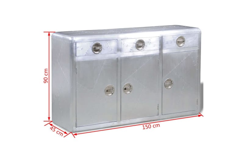 Sidobord i aluminium Aviator med 3 lådor - Silver - Möbler - Bord & matgrupper - Avlastningsbord - Brickbord & småbord
