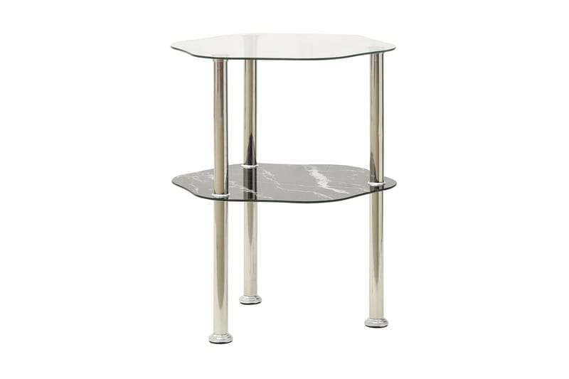 Sidobord med 2 hyllor transparent/svart 38x38x50 cm härdat g - Grå - Möbler - Bord & matgrupper - Avlastningsbord - Brickbord & småbord