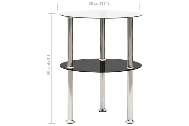 Sidobord med 2 hyllplan genomskinligt & svart 38 cm härdat g - Svart - Möbler - Bord & matgrupper - Avlastningsbord - Brickbord & småbord