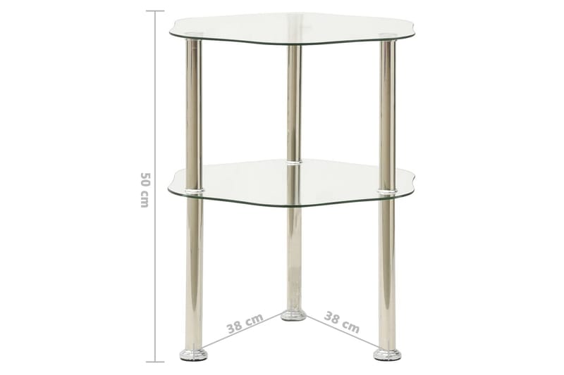 Sidobord med 2 hyllplan genomskinligt 38x38x50 cm härdat gla - Brun - Möbler - Bord & matgrupper - Avlastningsbord - Brickbord & småbord