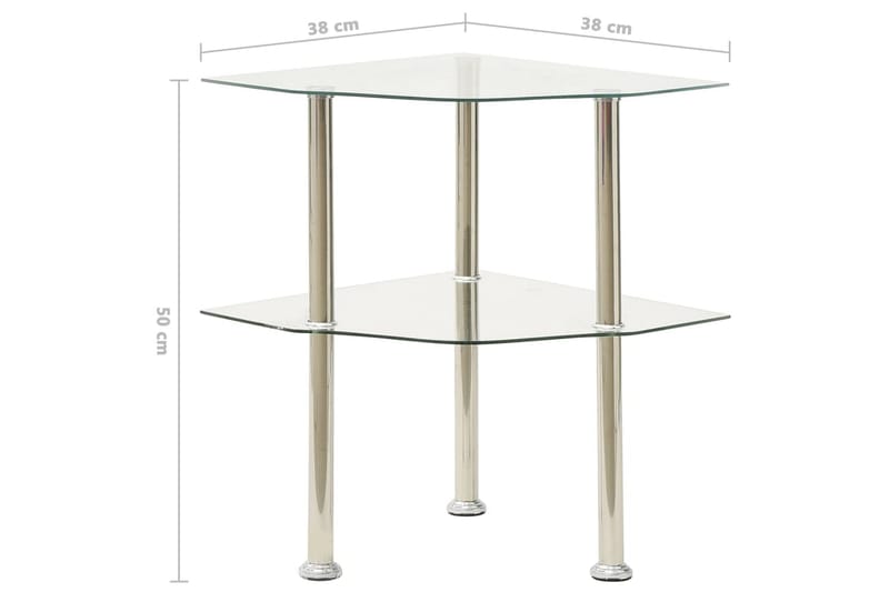 Sidobord med 2 hyllplan genomskinligt 38x38x50 cm härdat gla - Transparent - Möbler - Bord & matgrupper - Avlastningsbord - Brickbord & småbord