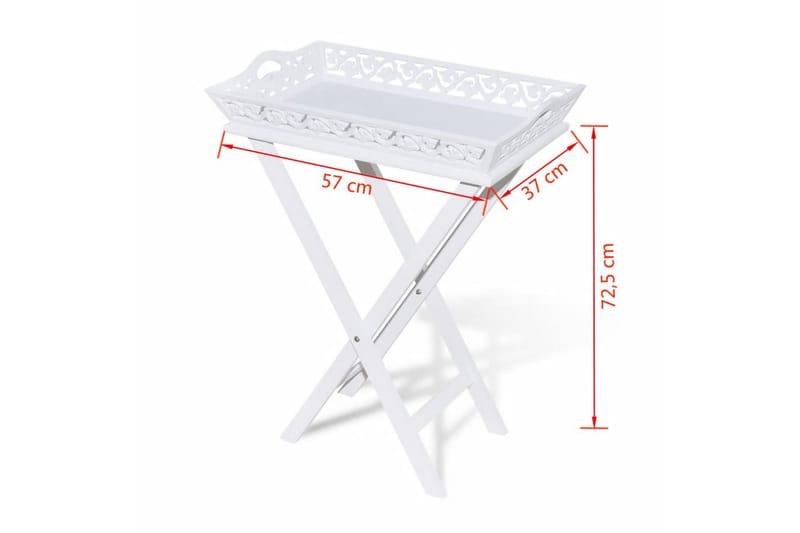 Sidobord med bricka vit - Vit - Möbler - Bord & matgrupper - Avlastningsbord - Brickbord & småbord