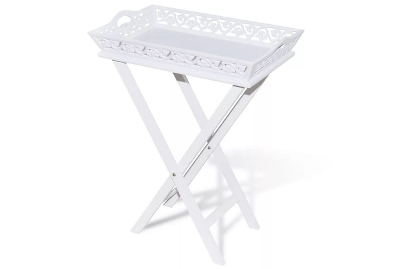 Sidobord med bricka vit - Vit - Möbler - Bord & matgrupper - Avlastningsbord - Brickbord & småbord
