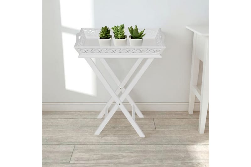 Sidobord med bricka vit - Vit - Lampbord - Brickbord & småbord