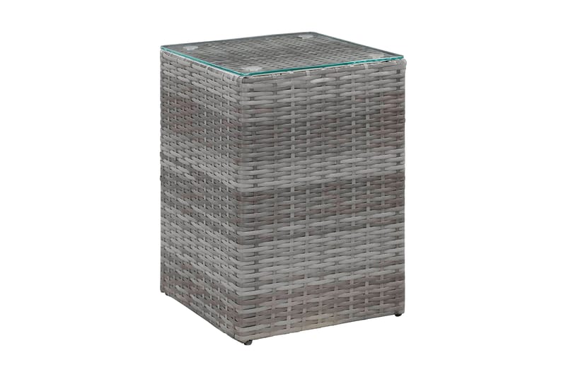Sidobord med glasskiva grå 35x35x52 cm konstrotting - Grå - Lampbord - Brickbord & småbord