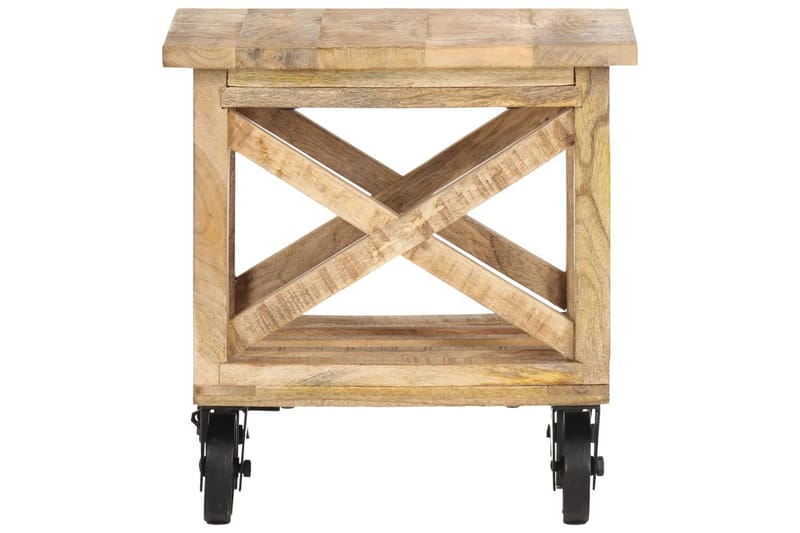 Sidobord med hjul 40x40x42 cm grovt mangoträ - Brun - Möbler - Bord & matgrupper - Avlastningsbord - Brickbord & småbord