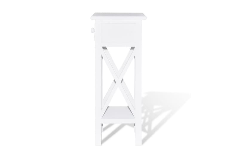 Sidobord med låda vit - Vit - Lampbord - Brickbord & småbord
