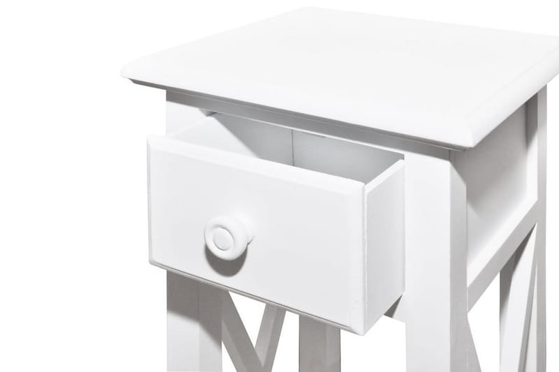 Sidobord med låda vit - Vit - Lampbord - Brickbord & småbord