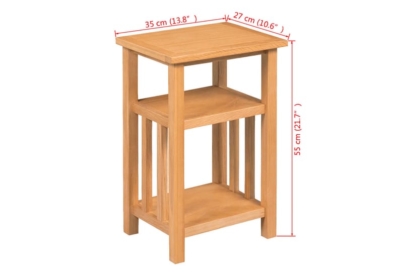 Sidobord med tidningshylla 27x35x55 cm massiv ek - Brun - Möbler - Bord & matgrupper - Avlastningsbord - Brickbord & småbord