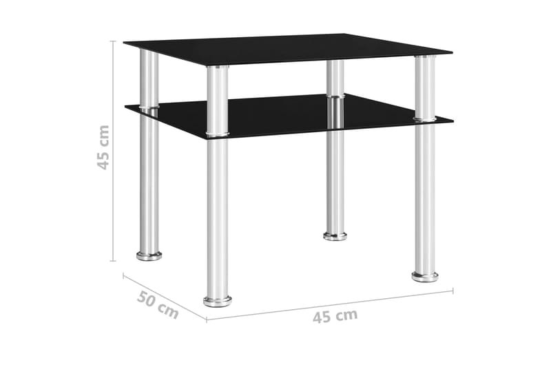 Sidobord svart 45x50x45 cm härdat glas - Svart - Lampbord - Brickbord & småbord