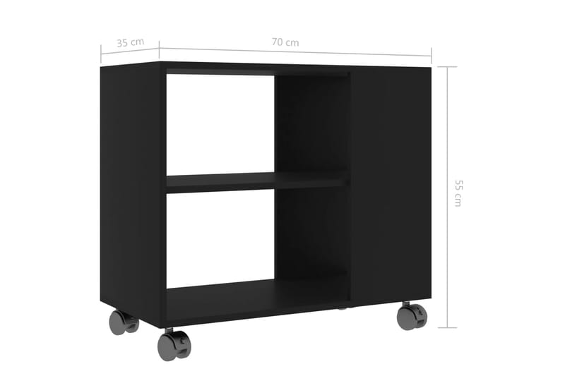 Sidobord svart 70x35x55 cm spånskiva - Svart - Lampbord - Brickbord & småbord