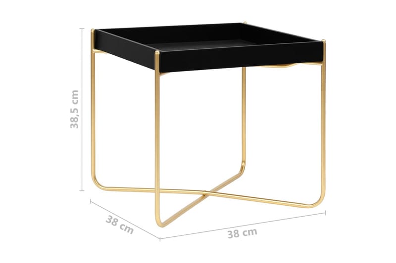 Sidobord svart och guld 38x38x38,5 cm MDF - Svart - Lampbord - Brickbord & småbord