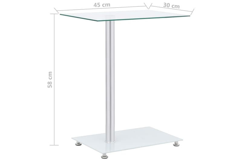U-format sidobord genomskinligt 45x30x58 cm härdat glas - Transparent - Lampbord - Brickbord & småbord
