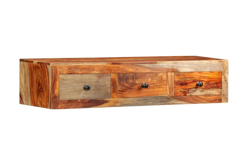 Väggmonterat avlastningsbord 100x25x20 cm massivt sheshamträ - Brun - Lampbord - Brickbord & småbord
