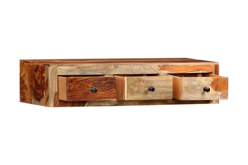 Väggmonterat avlastningsbord 100x25x20 cm massivt sheshamträ - Brun - Lampbord - Brickbord & småbord