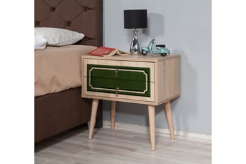 Brokind Sängbord 60 cm med Förvaring 2 Lådor Dekor - Natur/Grön - Möbler - Bord & matgrupper - Avlastningsbord - Sängbord & nattduksbord