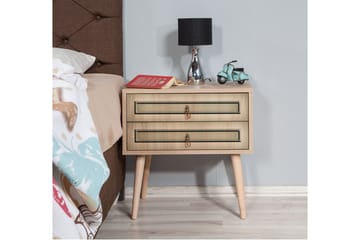 Brokind Sängbord 60 cm med Förvaring 2 Lådor - Natur/Brun - Möbler - Bord & matgrupper - Avlastningsbord - Sängbord & nattduksbord
