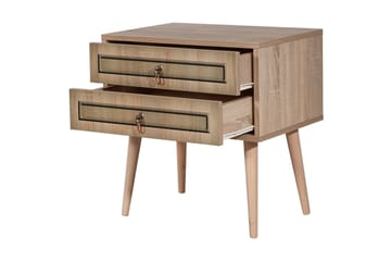 Brokind Sängbord 60 cm med Förvaring 2 Lådor - Natur/Brun - Möbler - Bord & matgrupper - Avlastningsbord - Sängbord & nattduksbord